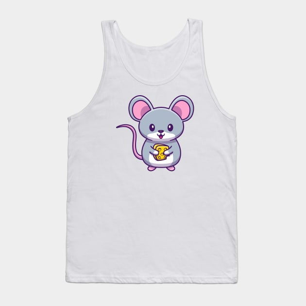 Cute Mouse Holding Cheese Cartoon Tank Top by Catalyst Labs